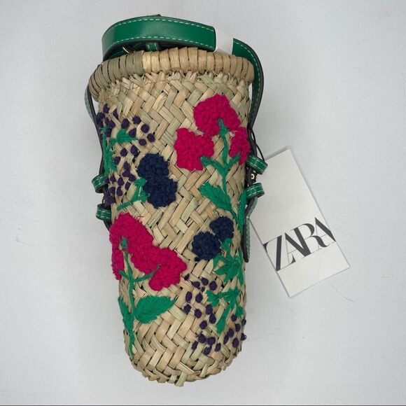 Zara Raffia Floral Mini Crossbody Bag NWT - Picture 3 of 12